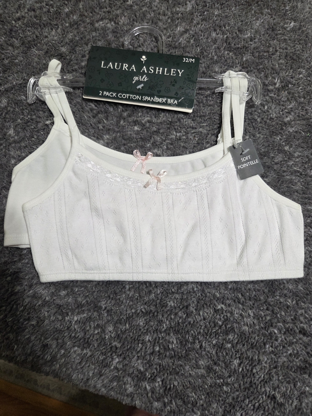 Laura Ashley Girls White & Pink Trim Cotton Stretch Bra Top
